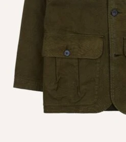 Olive Green Cotton Canvas Chasseur Jacket 19 Olive Green Cotton Canvas Chasseur Jacket -Drakes Shop DR2A1B22022 01300 6