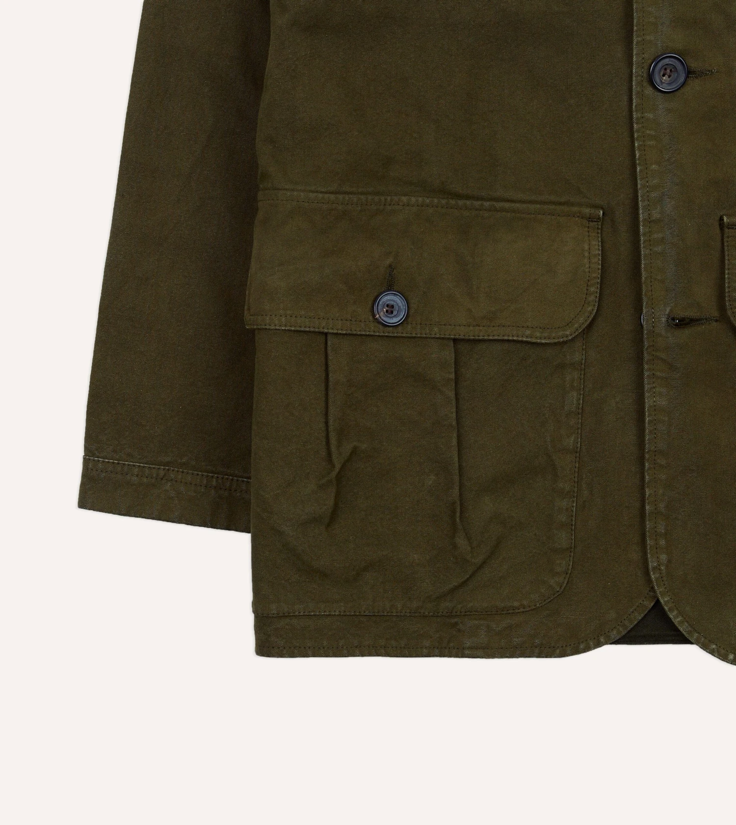 Olive Green Cotton Canvas Chasseur Jacket 8 Olive Green Cotton Canvas Chasseur Jacket - Image 6