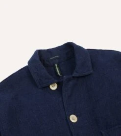 Navy Linen Five-Pocket Chore Jacket 12 Navy Linen Five-Pocket Chore Jacket -Drakes Shop DR2A1B22085 06250 3