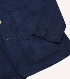 Navy Linen Five-Pocket Chore Jacket 14 Navy Linen Five-Pocket Chore Jacket -Drakes Shop DR2A1B22085 06250 5