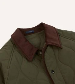 Olive Quilted Nylon Jacket 11 Olive Quilted Nylon Jacket -Drakes Shop DR2A1B23522 01400 3