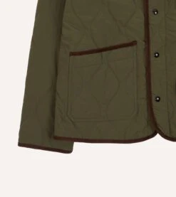 Olive Quilted Nylon Jacket 14 Olive Quilted Nylon Jacket -Drakes Shop DR2A1B23522 01400 6