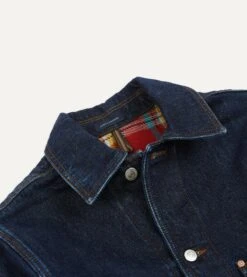 Stone Wash Selvedge Denim Five-Pocket Chore Jacket With Blanket Lining -Drakes Shop DR2A1B23527 01200 3