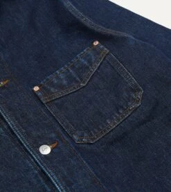 Stone Wash Selvedge Denim Five-Pocket Chore Jacket With Blanket Lining -Drakes Shop DR2A1B23527 01200 4
