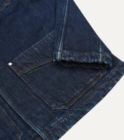 Stone Wash Selvedge Denim Five-Pocket Chore Jacket With Blanket Lining -Drakes Shop DR2A1B23527 01200 5