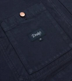 Navy Heavy Twill Cotton Five-Pocket Chore Jacket -Drakes Shop DR2A1B23529 01250 6