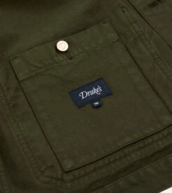 Green Heavy Twill Cotton Five-Pocket Chore Jacket -Drakes Shop DR2A1B23529 02 400 7