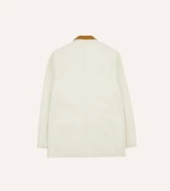 Ecru Heavy Twill Cotton Five-Pocket Chore Jacket -Drakes Shop DR2A1B23546 01000 8