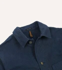 Navy Cotton Duck Canvas Five-Pocket Chore Jacket -Drakes Shop DR2A1B23634 01250 3