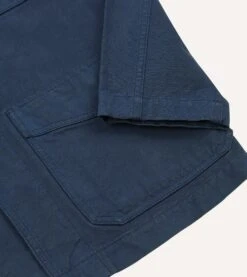 Navy Cotton Duck Canvas Five-Pocket Chore Jacket -Drakes Shop DR2A1B23634 01250 5