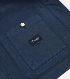 Navy Cotton Duck Canvas Five-Pocket Chore Jacket -Drakes Shop DR2A1B23634 01250 7