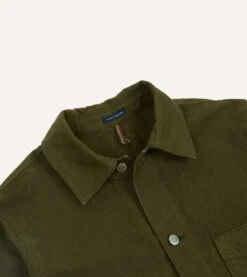 Olive Cotton Duck Canvas Five-Pocket Chore Jacket -Drakes Shop DR2A1B23634 02400 3