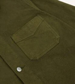 Olive Cotton Duck Canvas Five-Pocket Chore Jacket -Drakes Shop DR2A1B23634 02400 4