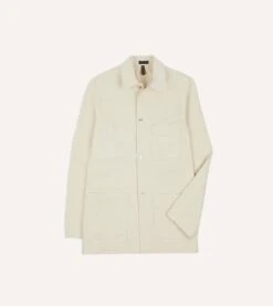 Ecru Cotton Duck Canvas Five-Pocket Chore Jacket