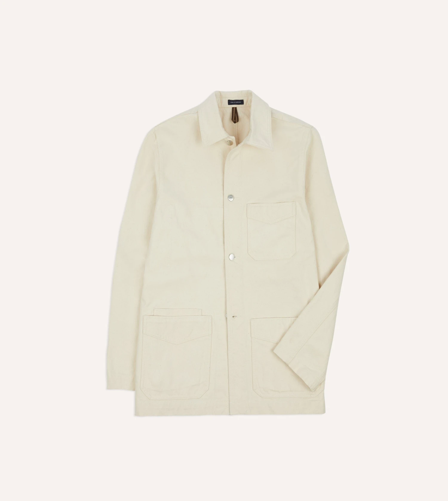 Ecru Cotton Duck Canvas Five-Pocket Chore Jacket 3 Ecru Cotton Duck Canvas Five-Pocket Chore Jacket