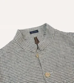 Ecru Check Linen Forestiere Jacket -Drakes Shop DR2A1B24060 01 003 3