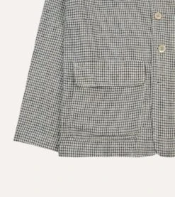 Ecru Check Linen Forestiere Jacket -Drakes Shop DR2A1B24060 01 003 6