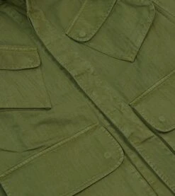 Olive Herringbone Cotton Jungle Jacket -Drakes Shop DR2A1D24118 01400 6