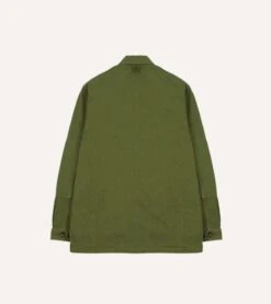 Olive Herringbone Cotton Jungle Jacket -Drakes Shop DR2A1D24118 01400 9