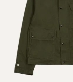 Green Waxed Cotton Wader Jacket -Drakes Shop DR2A1H23044 01400 6
