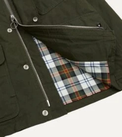 Green Waxed Cotton Wader Jacket -Drakes Shop DR2A1H23044 01400 7