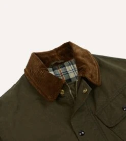Green Waxed Cotton Wader Jacket With Blanket Lining -Drakes Shop DR2A1H23521 01400 3