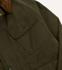 Green Waxed Cotton Wader Jacket With Blanket Lining -Drakes Shop DR2A1H23521 01400 4