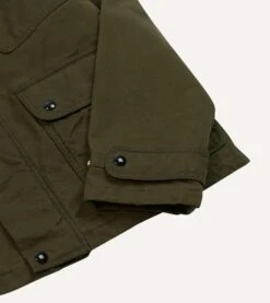 Green Waxed Cotton Wader Jacket With Blanket Lining -Drakes Shop DR2A1H23521 01400 5