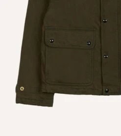 Green Waxed Cotton Wader Jacket With Blanket Lining -Drakes Shop DR2A1H23521 01400 6