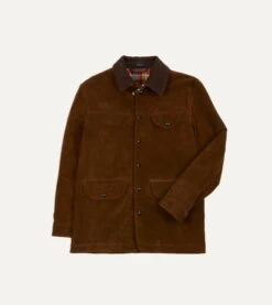Drakes Shop 25 Brown Suede Car Coat With Blanket Lining