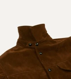 Brown Suede Car Coat With Blanket Lining -Drakes Shop DR2A1K21897 01300 5