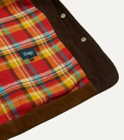 Brown Suede Car Coat With Blanket Lining -Drakes Shop DR2A1K21897 01300 6