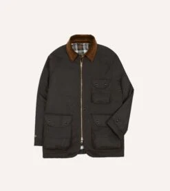 Drakes Shop 21 Brown Waxed Coverall Jacket