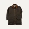 Olive Waxed Long Coverall Jacket -Drakes Shop DR2A1O23547 01400 1