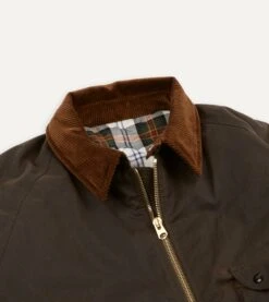 Olive Waxed Long Coverall Jacket -Drakes Shop DR2A1O23547 01400 3