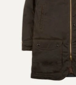 Olive Waxed Long Coverall Jacket -Drakes Shop DR2A1O23547 01400 4