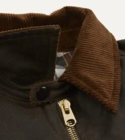 Olive Waxed Long Coverall Jacket -Drakes Shop DR2A1O23547 01400 6