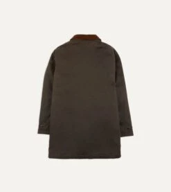 Olive Waxed Long Coverall Jacket -Drakes Shop DR2A1O23547 01400 7