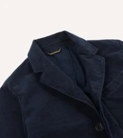 Navy Moleskin Overcoat -Drakes Shop DR2A1P22521 01250 3