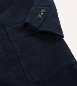 Navy Moleskin Overcoat -Drakes Shop DR2A1P22521 01250 5