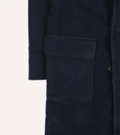 Navy Moleskin Overcoat -Drakes Shop DR2A1P22521 01250 6