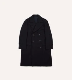Navy Double-Breasted Wool Overcoat