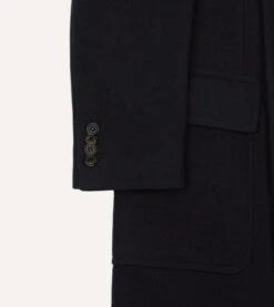Navy Double-Breasted Wool Overcoat -Drakes Shop DR2A1P23500 01250 7