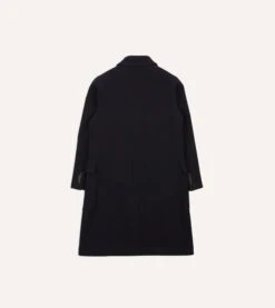 Navy Double-Breasted Wool Overcoat -Drakes Shop DR2A1P23500 01250 9
