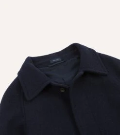 Navy Wool Raglan Coat -Drakes Shop DR2A1Q21891 02250 3