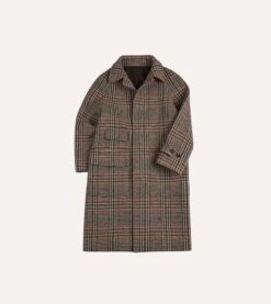 Prince Of Wales Check Wool Raglan Coat