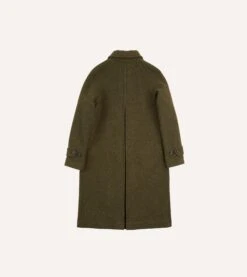 Green Donegal Wool Twill Raglan Coat -Drakes Shop DR2A1Q22515 01400 6