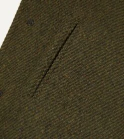 Green Donegal Wool Twill Raglan Coat -Drakes Shop DR2A1Q22515 01400 3 LR