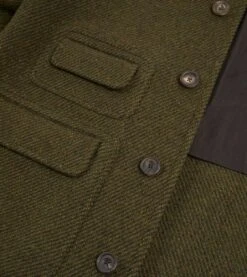 Green Donegal Wool Twill Raglan Coat -Drakes Shop DR2A1Q22515 01400 5 LR