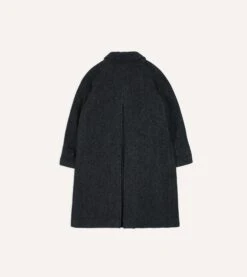 Grey Herringbone Wool Double-Breasted Raglan Coat -Drakes Shop DR2A1Q23501 01600 7